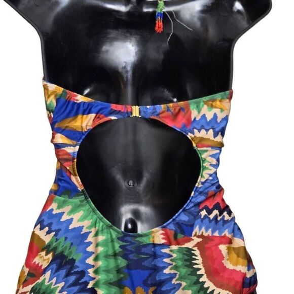 FARM Rio Women’s Size XL Chevron Toucans Halter Neck One-Piece Swimsuit New - Picture 7 of 12
